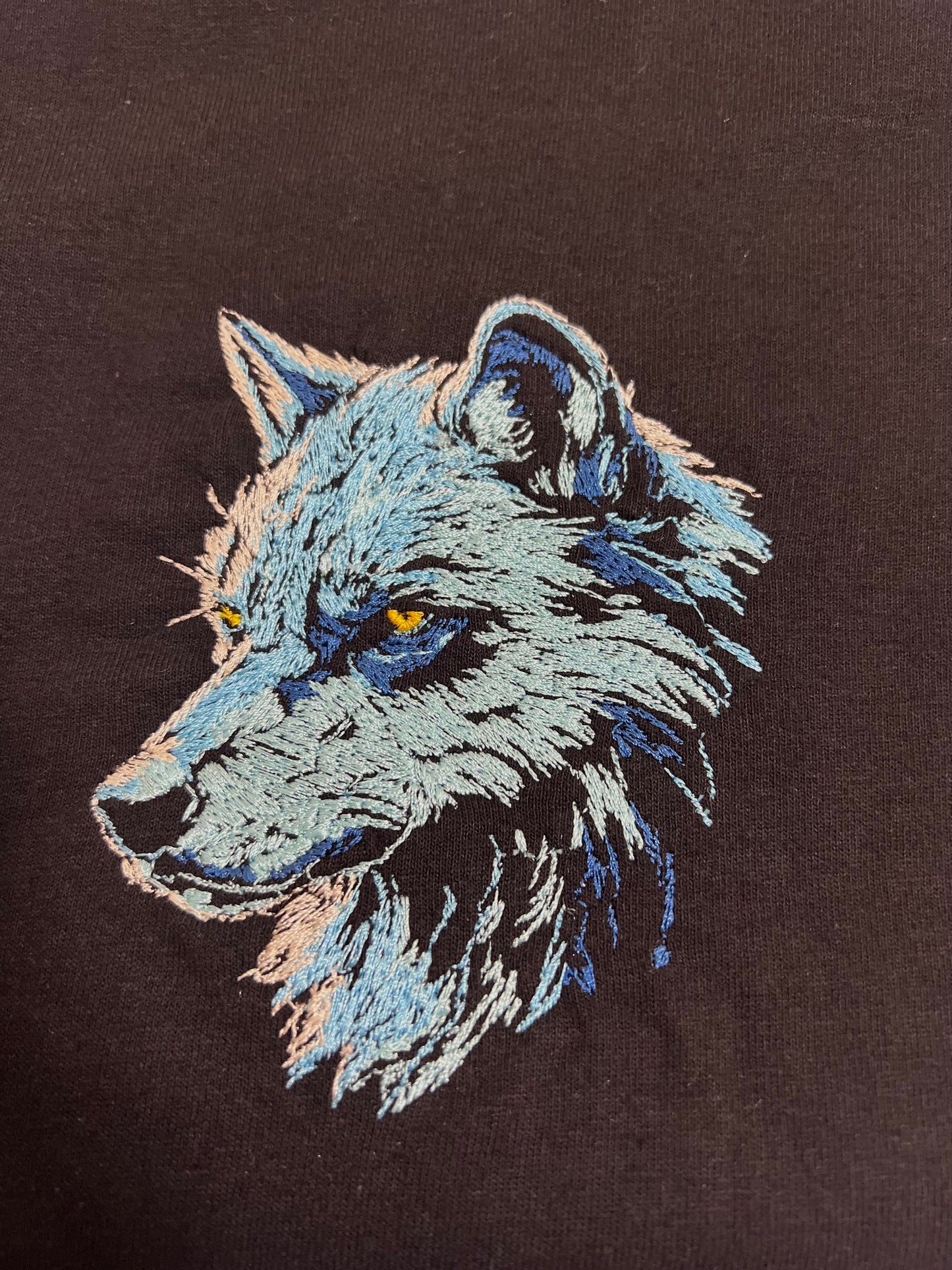 Blue Wolf Embroidered T-Shirt