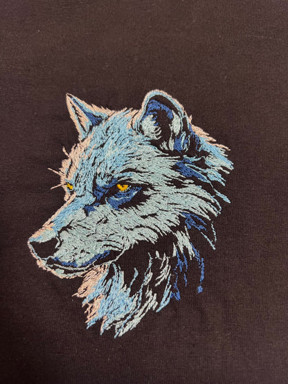 Blue Wolf Embroidered T-Shirt