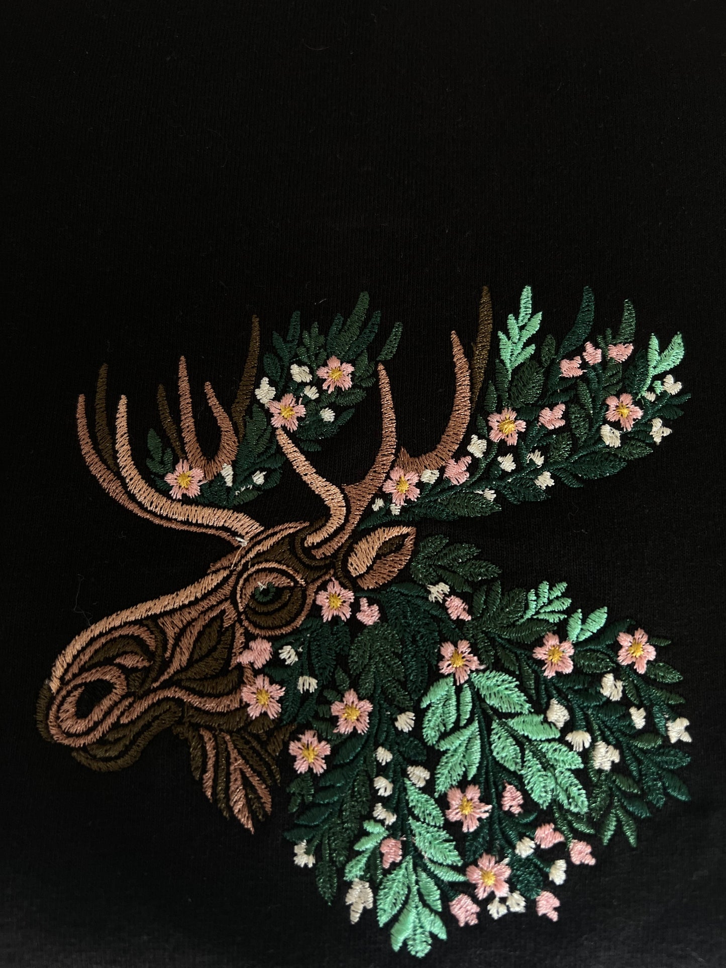 Floral Moose Embroidered T-Shirt